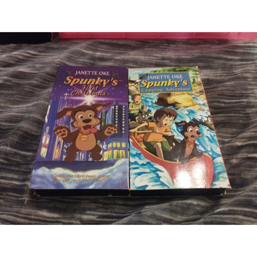 Spunky's First Christmas & Camping Adventure VHS Lot - Janette Oke